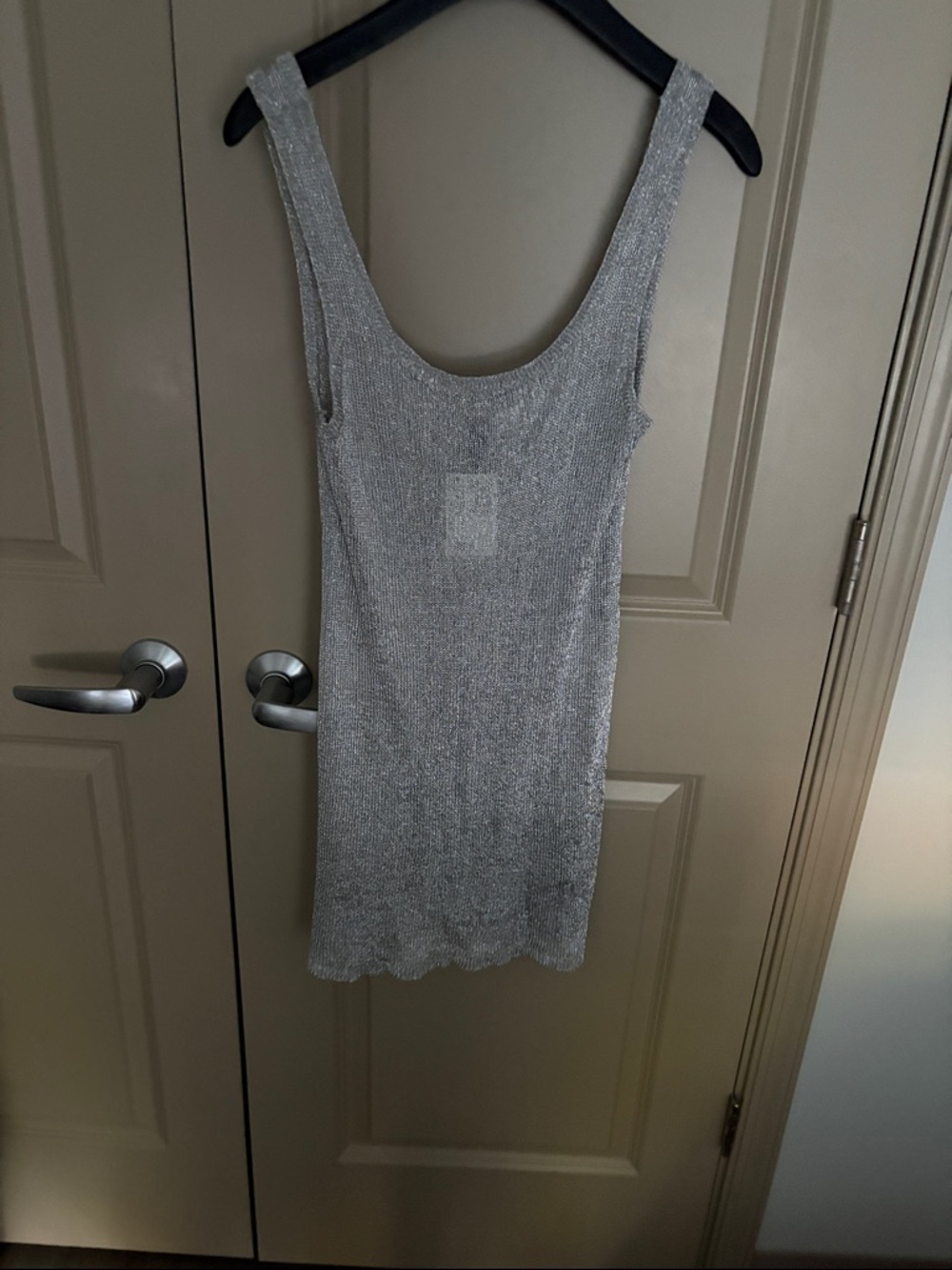 H&M Shimmery Silver Scoop Neck Tank
